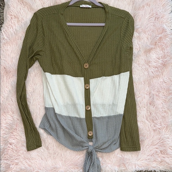 Tops - Boutique Women’s Waffle Knit Button-Up Cardigan